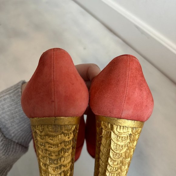 Christian Louboutin Red and Gold Heels - Picture 11 of 14